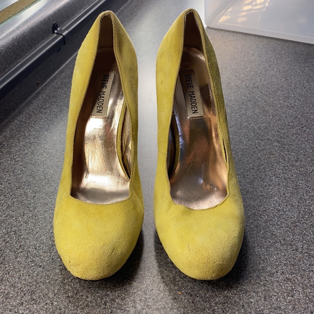 Yellow Suede Stilettos